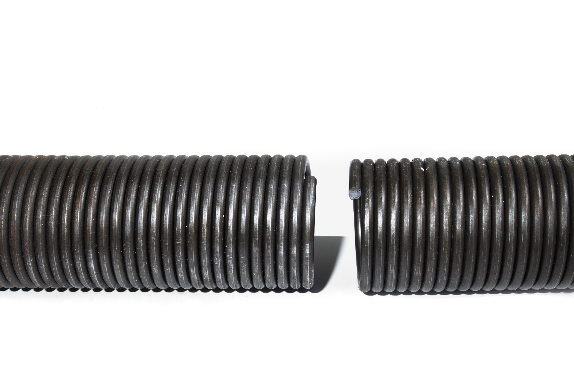 Close-up of a garage door spring mechanism